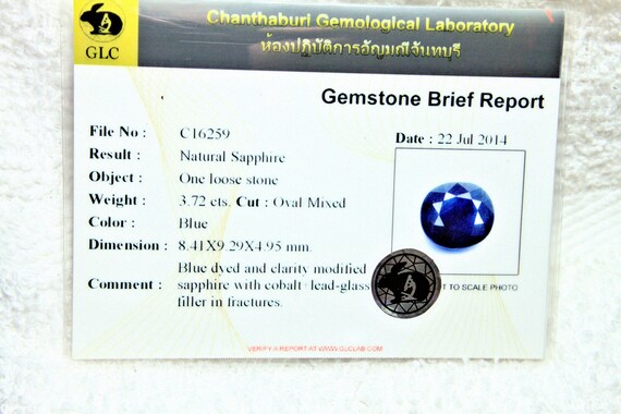 CERTIFIED Blue Included Sapphire 9x8mm Loose Gem - 3.72 Ct - No