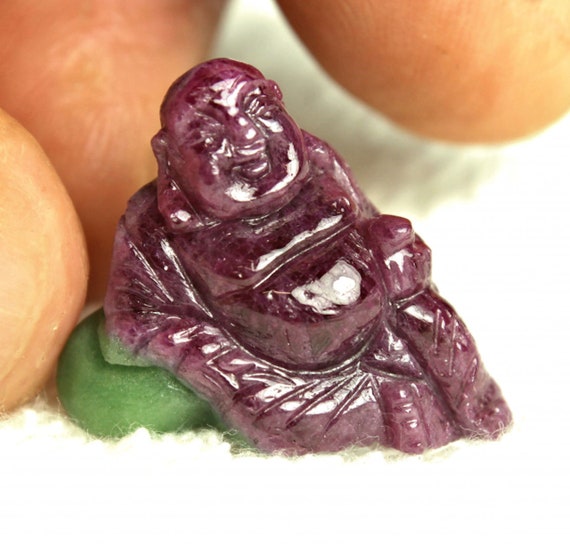 CERTIFIED - 45.85 Carat Ruby / Zoisite Buddha Carving - Gorgeous