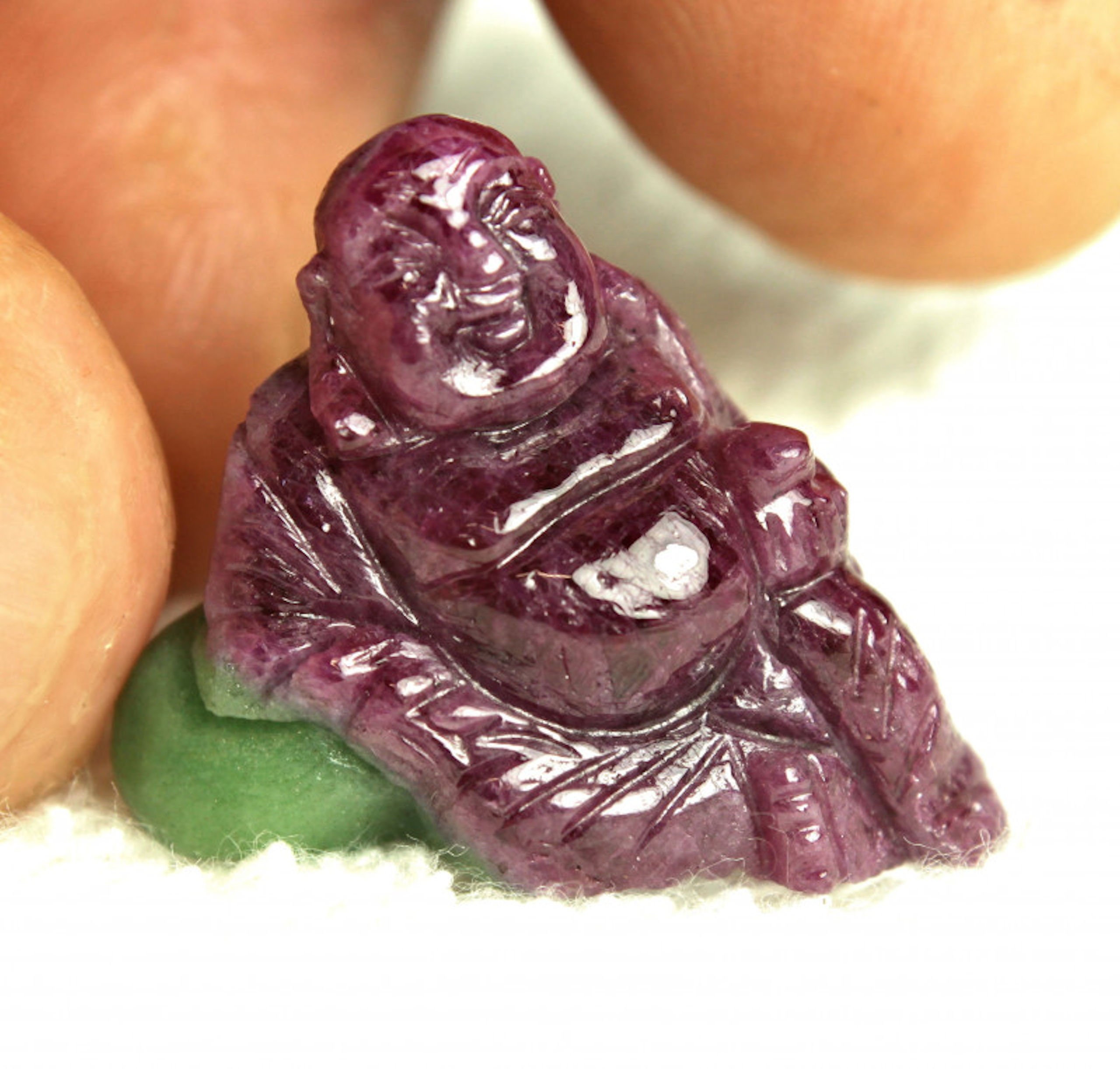 CERTIFIED - 45.85 Carat Ruby / Zoisite Buddha Carving - Gorgeous