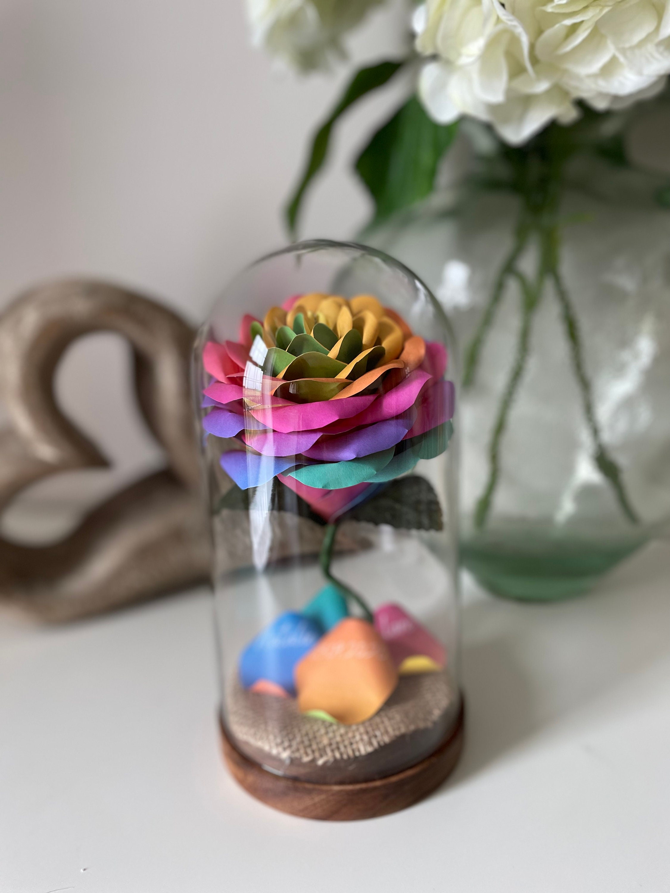 Paper Rose in a Bell Jar Anniversary Gift Wedding Gift Etsy UK