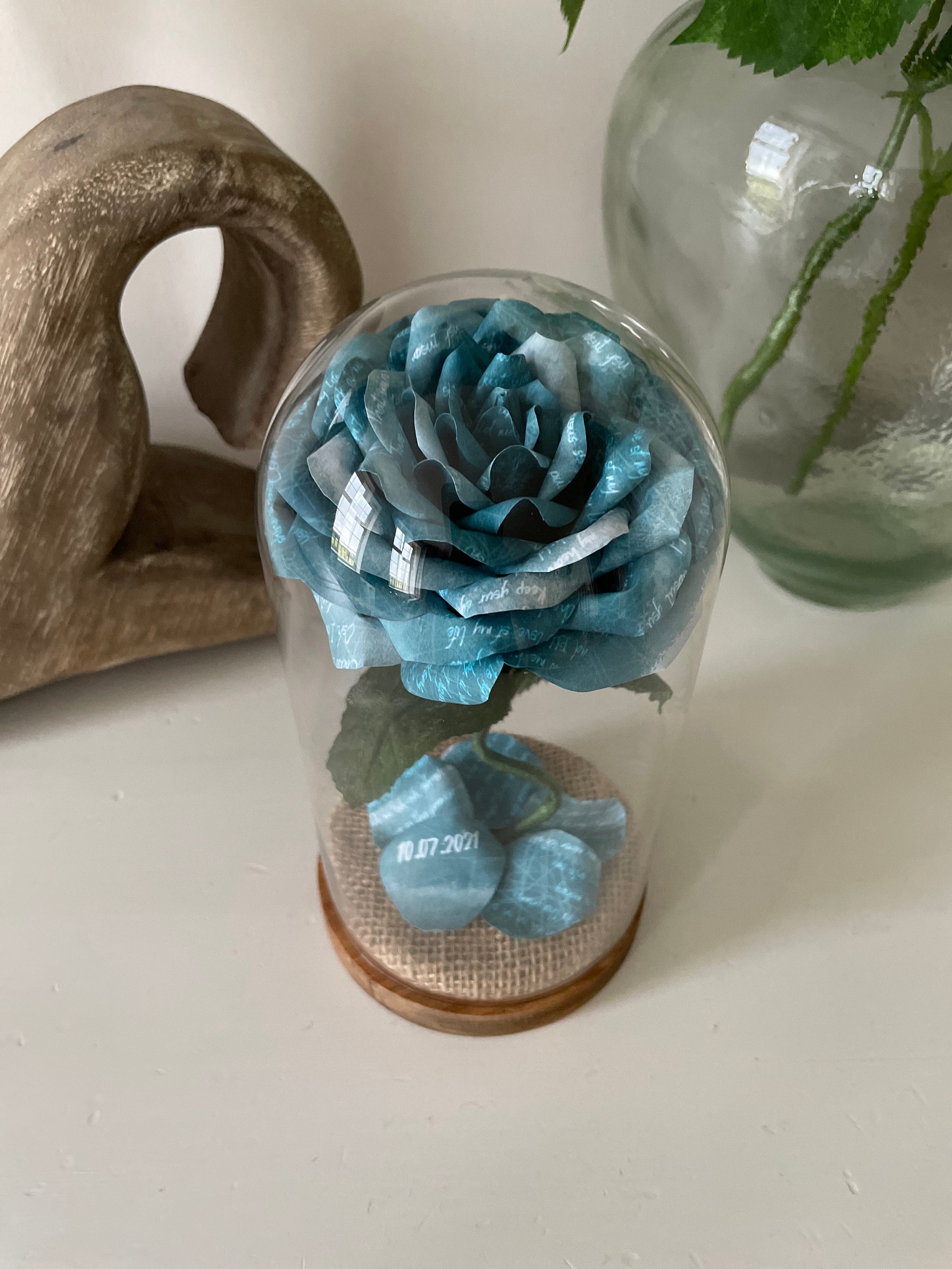 Paper Rose in a Bell Jar Anniversary Gift Wedding Gift Etsy UK