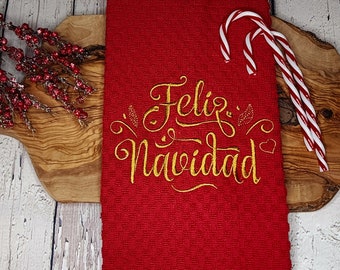 Feliz Navidad Kitchen Towel - Spanish Merry Christmas