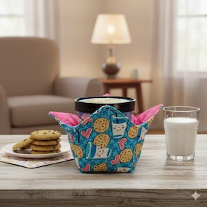 Pint Cosy - Lait et biscuits roses uni - Cosy réversible