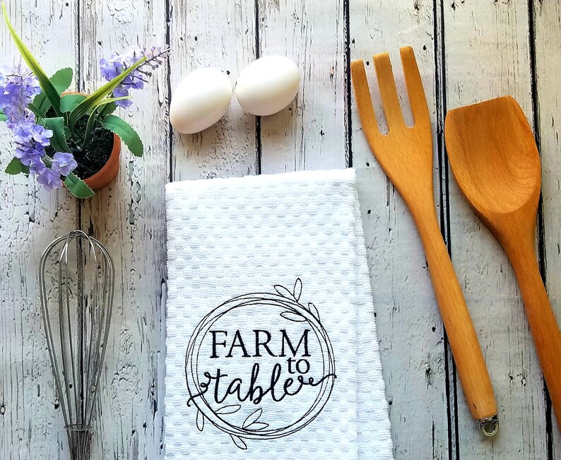 Toallas de cocina de granja blanca Granja a mesa | Etsy