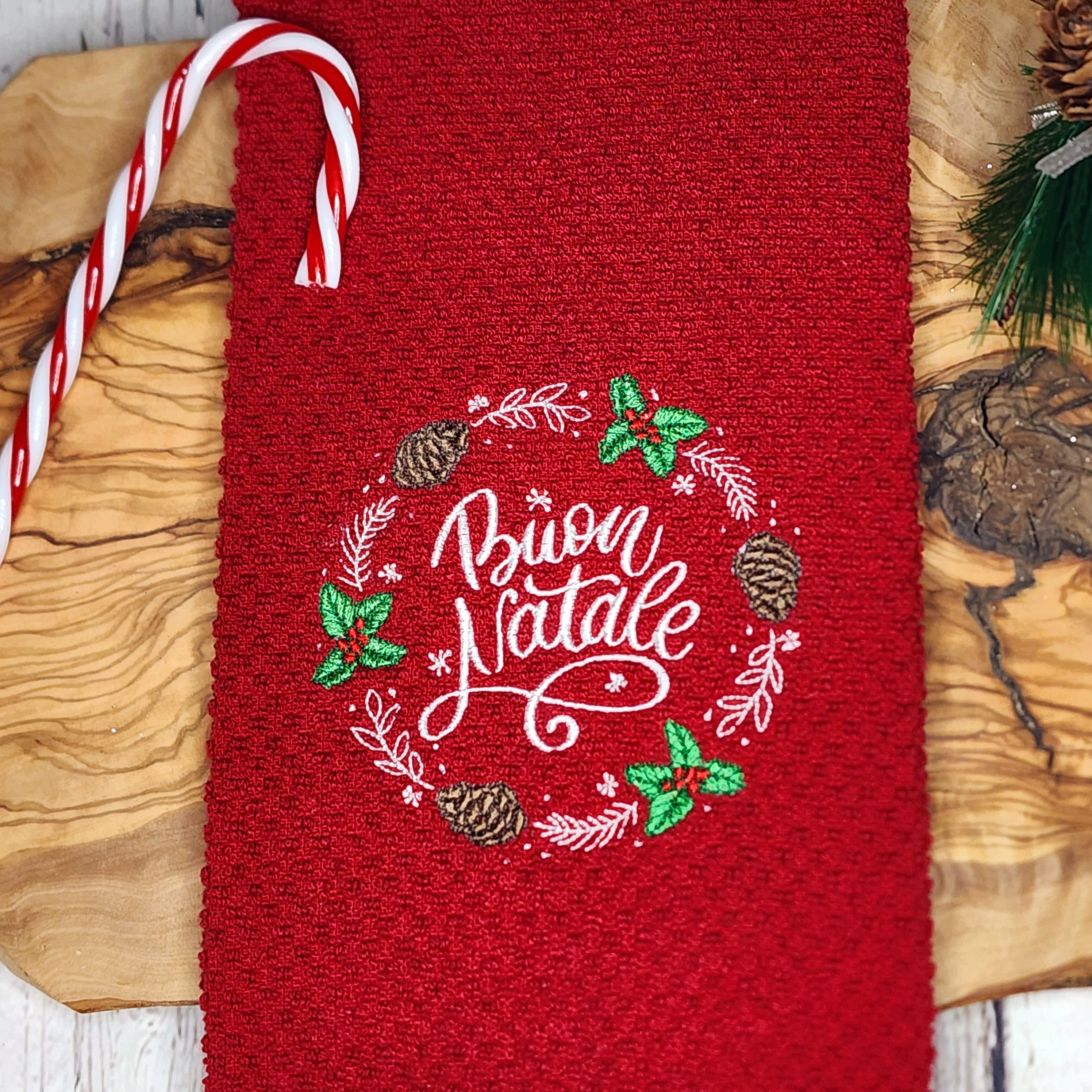 Red Kitchen Towel - Buon Natale - Italian Christmas Decor
