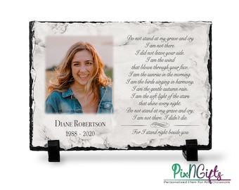 Memorial gift plaque, Personalized Loss of loved one, Sympathy Gift, Rest in peace, Photo stone, Remembrance poem, Celebration of life gift