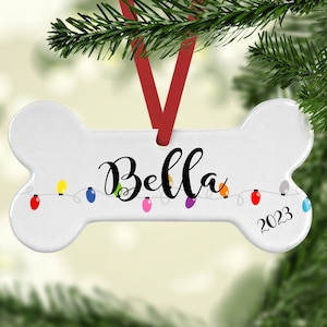 Christmas dog ornament, Christmas Ornament, Personalized Dog Bone, Christmas Lights, Dog Ornament Personalized, Dog Bone Shaped