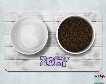 Witte noodhouten placemat huisdiervoerschaalset, hondenvoeropslag, kattenvoerplacemat, huisdieraccessoires, aangepaste placemat