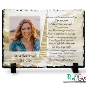 Memorial gift stone, Loss of loved one Gift, Sympathy Gift, Rest in peace, Photo Slate plaque, Remembrance poem, Celebration of life gift