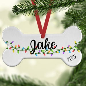 Christmas dog ornament, Christmas lights pet Ornament, Personalized Dog Bone, Dog Ornament Personalized, Dog Bone Shaped, Pet ornament