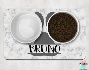 Marble paw print Dog Mat, Personalized Dog Placemat, Custom Pet Food Mat, Pet Bowl Mat, Cat Feeding Mat, New Puppy Gift