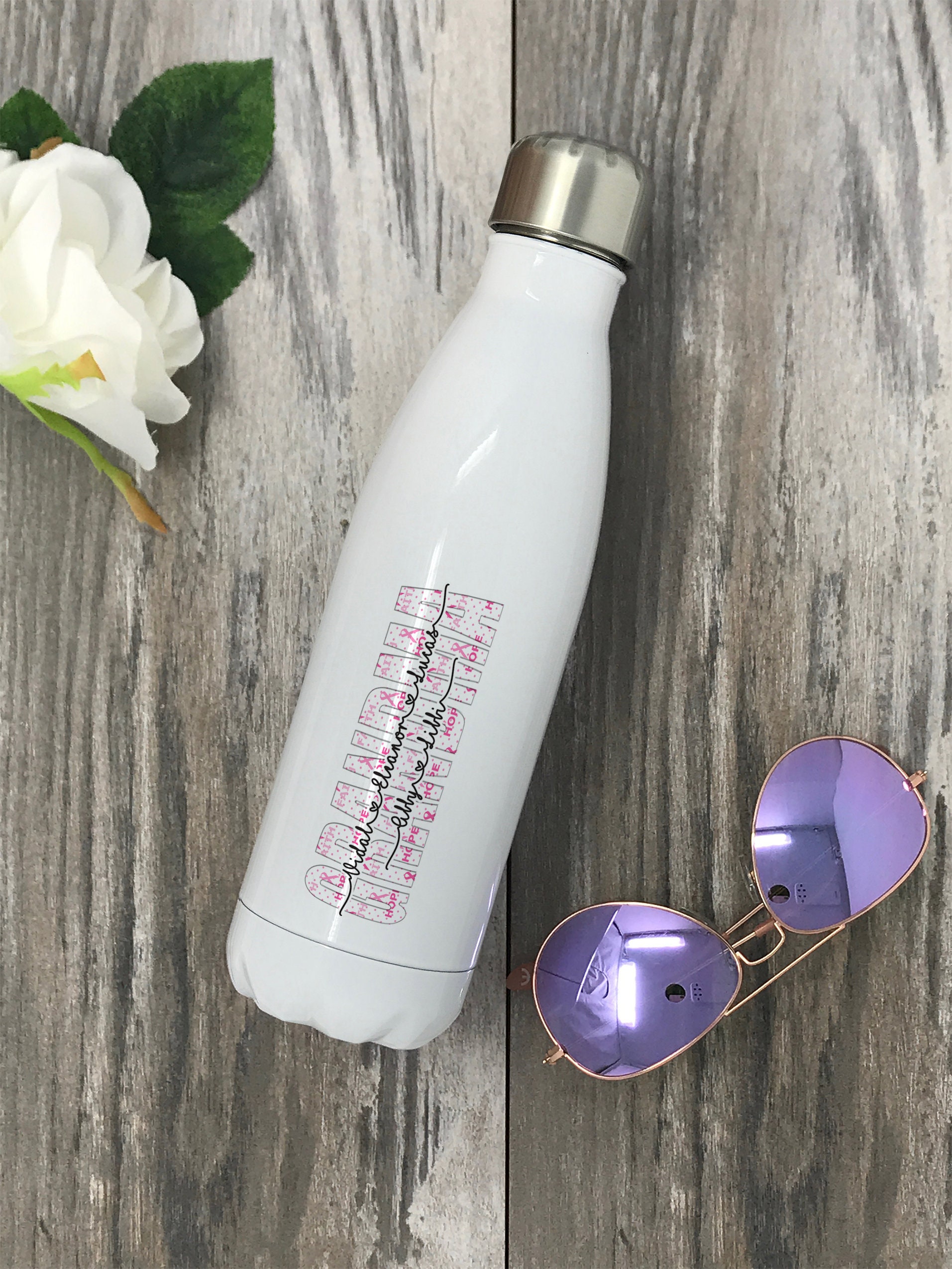 Botella Agua Contra El Cancer Abuela Cáncer Sobreviviente Botella de Agua Personalizada | Etsy