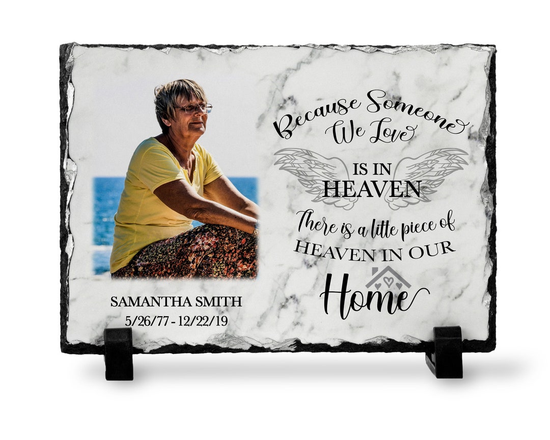 Memorial Slate, Personalized Photo Slate Plaque, Memorial Rock Slab