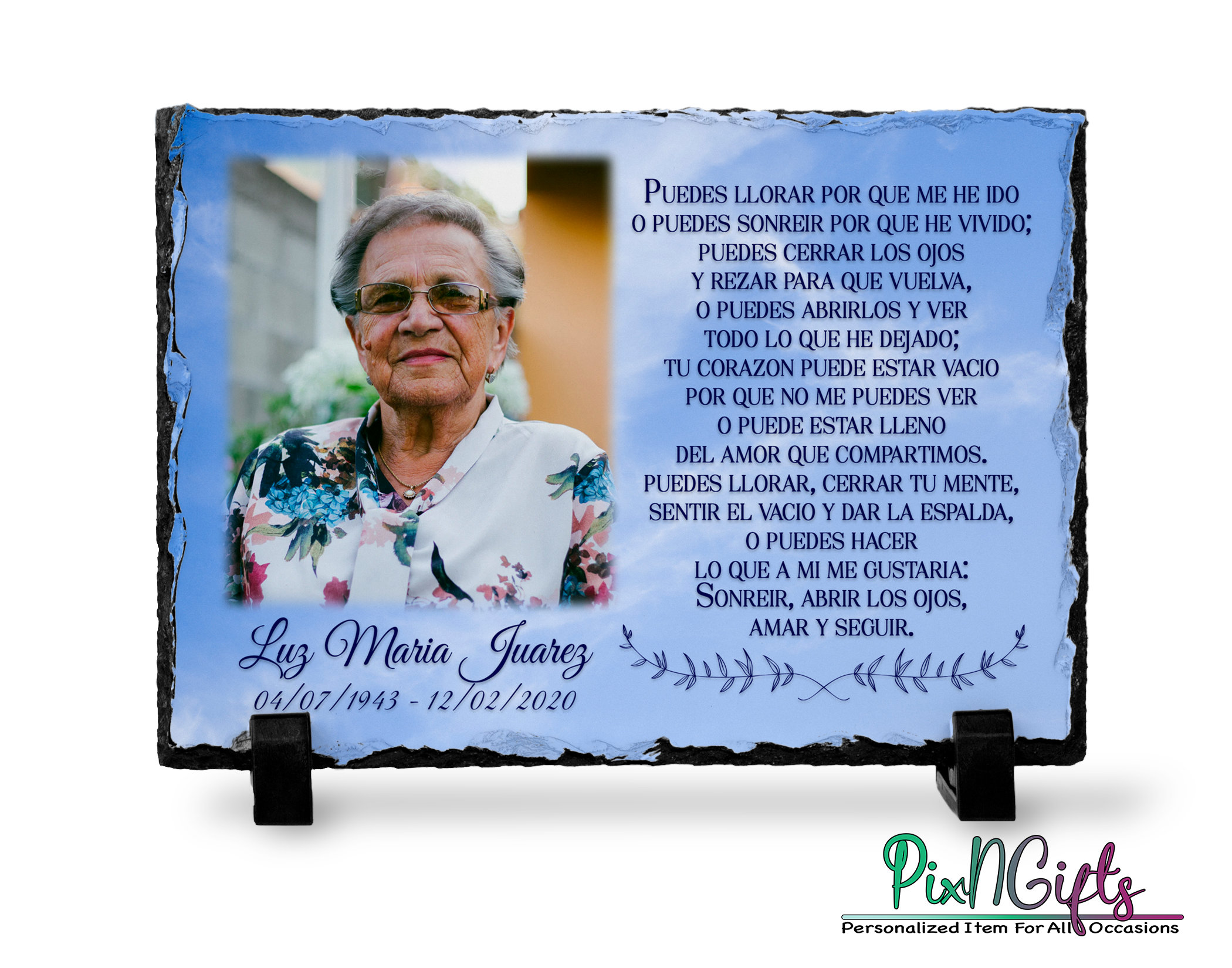 Spanish Memorial Slate Plaque Custom Name Loss Gift Sympathy Etsy