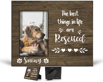 Personalized Pet Photo Frame, Rescued Dog Gift, Wood Design Keepsake