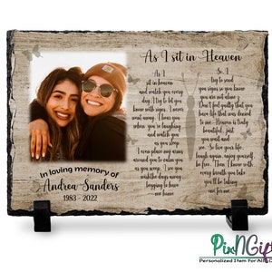 Personalized Memorial Slate Plaque - Sympathy Gift for Loss of a Loved One - Keepsake Remembrance Photo Stone with Poem - Bereavement Gift