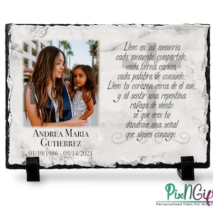 Personalized Spanish Memorial Plaque - Sympathy Gift for Loss of Loved One - En Memorial Amorosa - Recuerdo Para Difuntos - Poema en Español