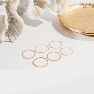 14k Solid Rose Gold Thin Chain Rings; 14k Gold Linked Chain Ring; Affordable Y2k Chained Rings Stackable; Girlfriends Ring Gifts