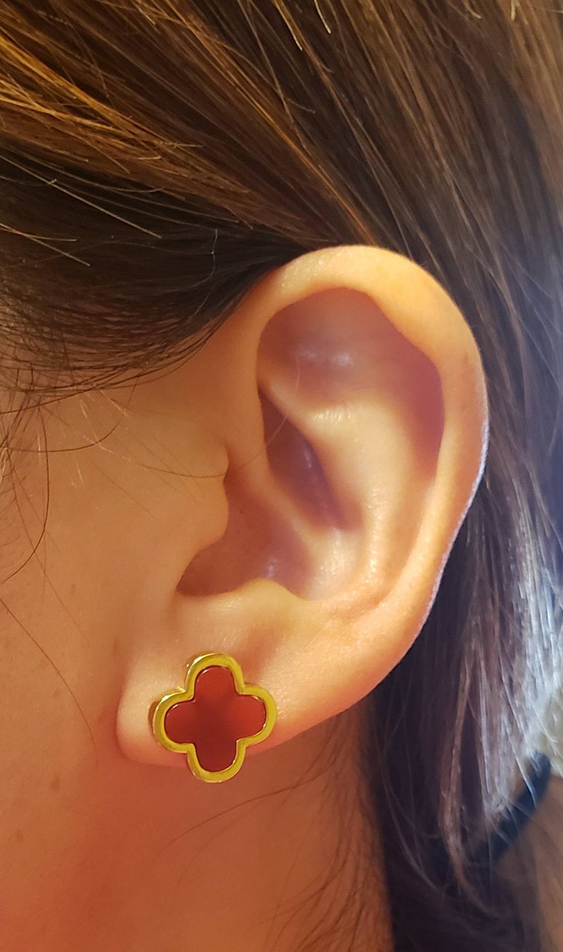 18k gold plated sterling silver 12mm four leaf clover studs in various colors
