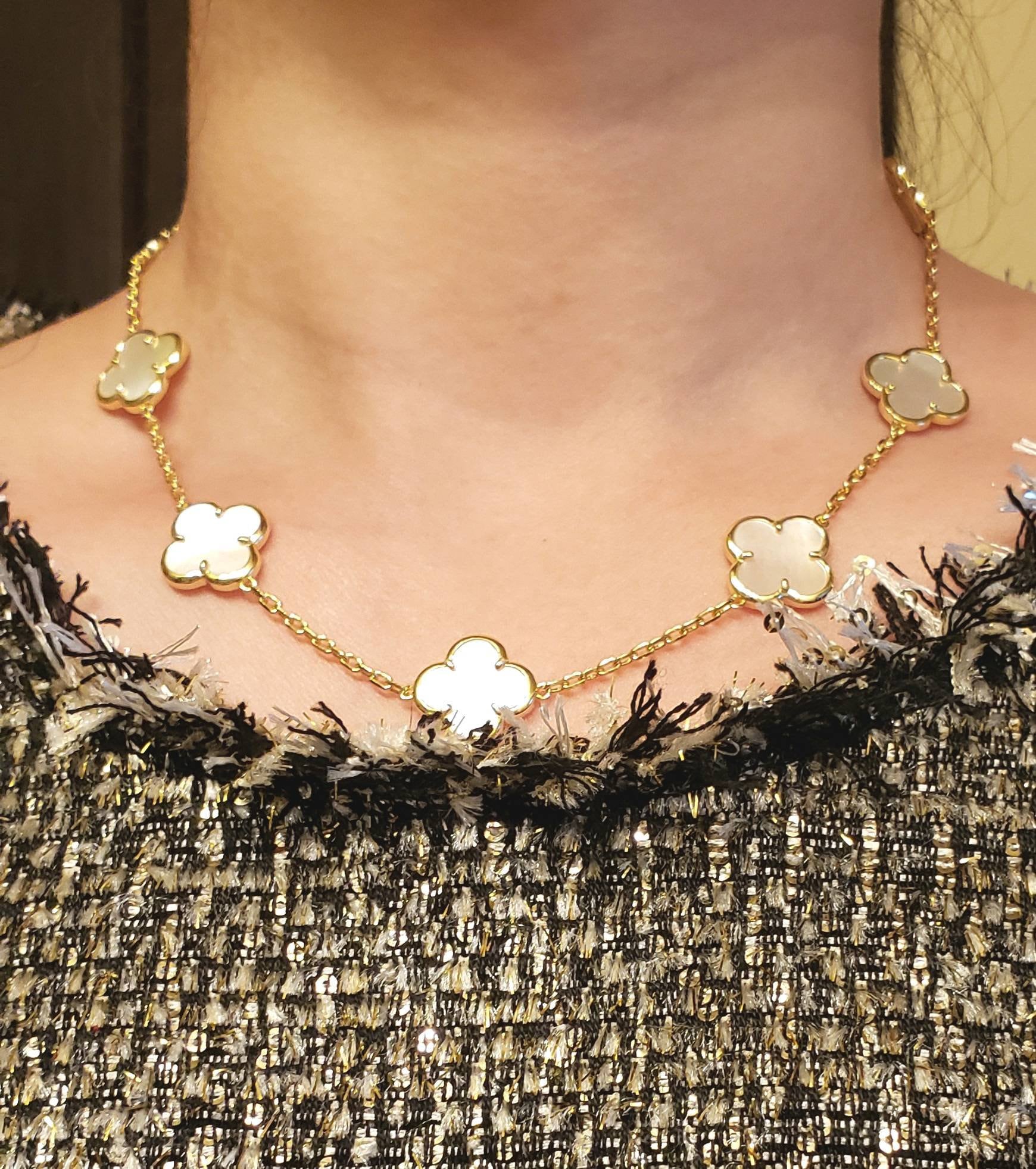 10 clover necklace in gold. 15mm clover necklace. 14k gold plated silver so the gold is not too yellow!