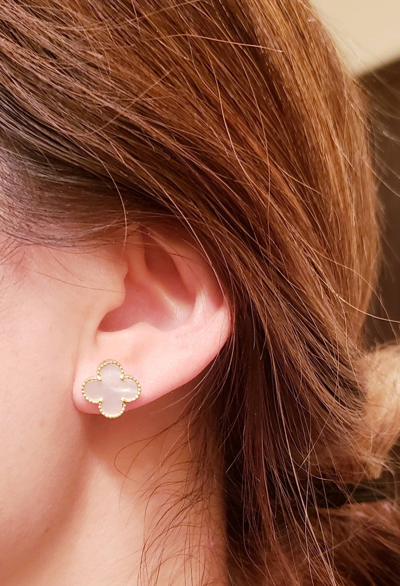 18k gold plated sterling silver 12mm four leaf clover studs in various colors