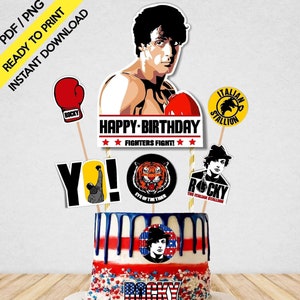 Rocky Balboa Cake Topper- Instant Digital Download -Printable-PDF/PNG Party Supplies Decoration Happy Birthday