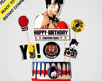 Rocky Balboa Cake Topper- Instant Digital Download -Printable-PDF/PNG Party Supplies Decoration Happy Birthday