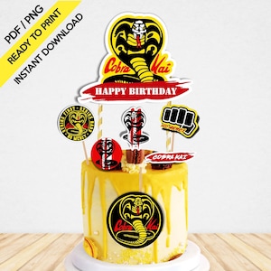 Cobra KAI Cake Topper- Instant Digital Download -Printable-PDF/PNG Party Supplies Decoration Happy Birthday
