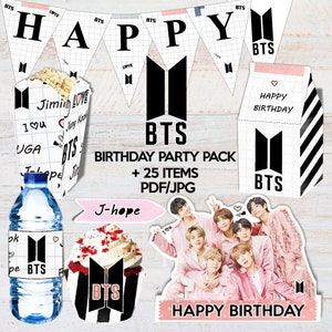 BTS 誕生日パーティーデコレーション デジタル印刷キットパック スクールアーミー