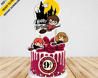 Wizard Magic School Cake Topper- Instant Digital Download -Printable-PDF/PNG Party Supplies Decoration Happy Birthday