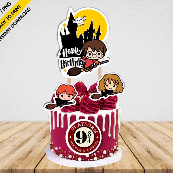 Wizard Magic School Cake Topper- Instant Digital Download -Printable-PDF / PNG Party Supplies Decoration Happy Birthday