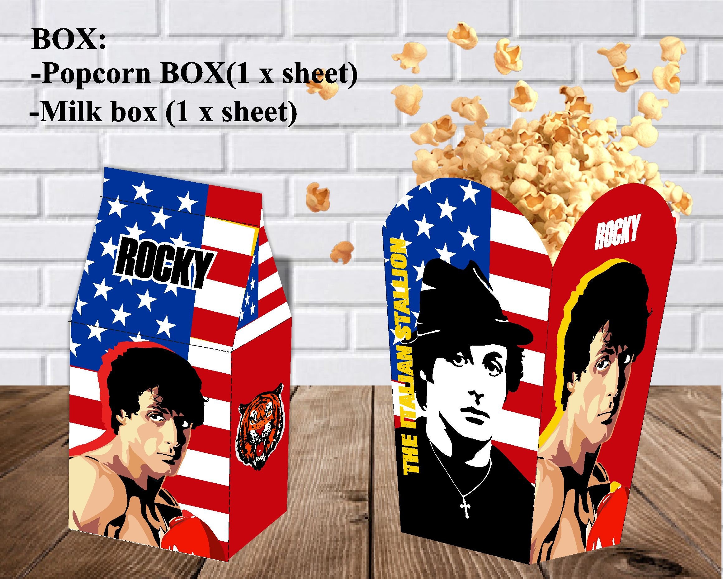 Rocky Balboa Box Party kit decoration Topper-Banner Invitation Digital Download Printable-PDF ...