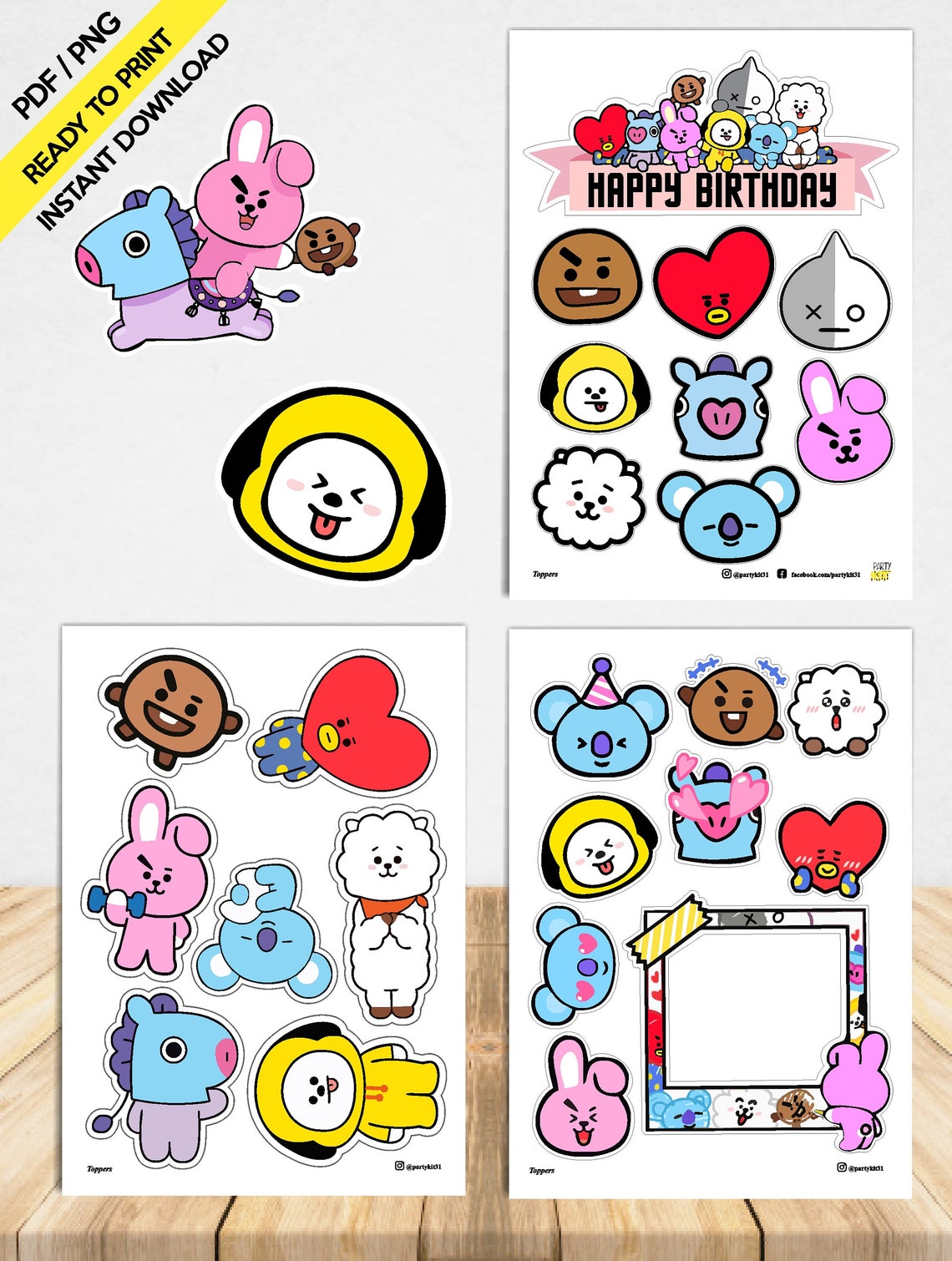 Bt21 Topper Topper Bt21 Bts Birthday Cake Topper Printable Topper ...