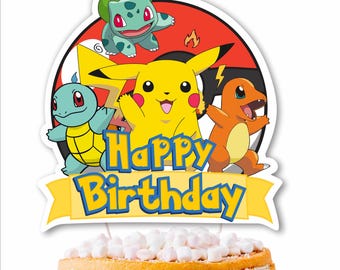 Poke mon pika chu Cake Topper- Instant Digital Download -Printable-PDF Party Supplies Decoration Happy Birthday