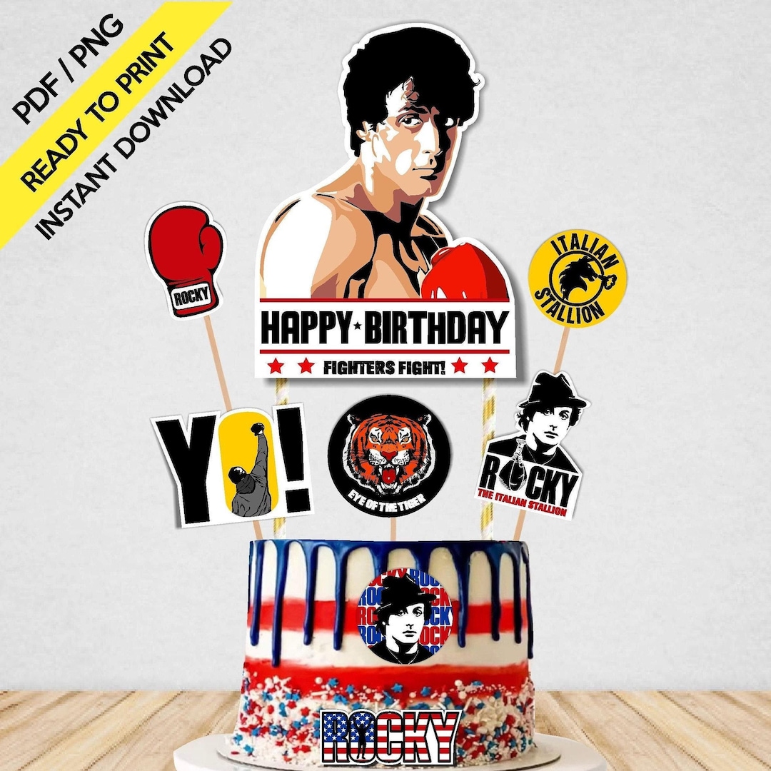 Rocky Balboa Cake Topper Instant Digital Download Printable-PDF / PNG Party Supplies Decoration ...
