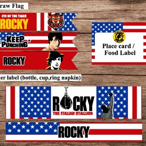 Rocky Balboa Box Party kit decoration Topper-Banner Invitation Digital Download Printable-PDF ...