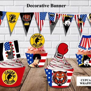 Rocky Balboa Box Party kit decoration Topper-Banner Invitation Digital Download Printable-PDF ...