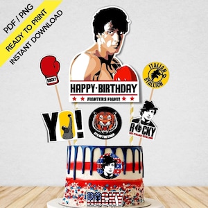 Rocky Balboa Cake Topper- Instant Digital Download -Printable-PDF / PNG Party Supplies Decoration Happy Birthday