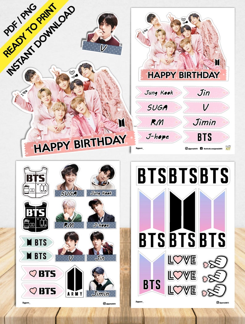 BTS Cake Topper- Instant Digital Download -printable-pdf/png Party ...