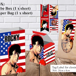 Rocky Balboa Box Party kit decoration Topper-Banner Invitation Digital Download Printable-PDF ...