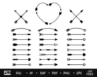 Arrow SVG - Decorative Arrows svg - Arrows svg - Arrow Bundle - Heart svg - Cricut - Silhouette - Arrow Monogram svg - dxf