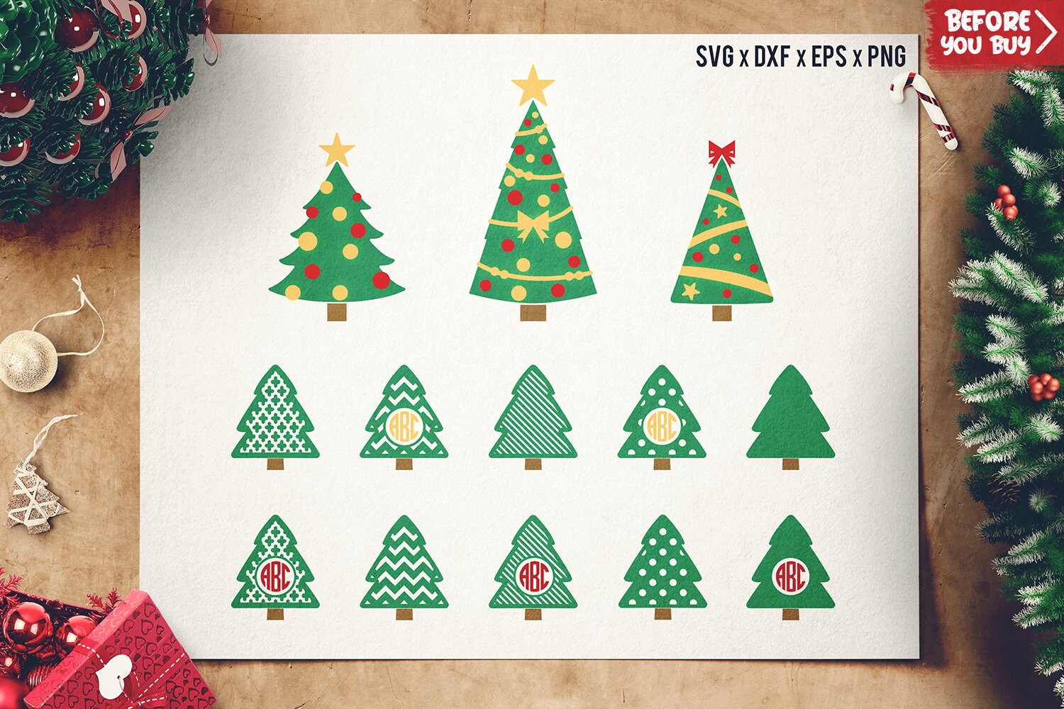 Download Free Christmas Tree Svg Cut Files Christmas Monogram Frame Svg Etsy SVG DXF Cut File