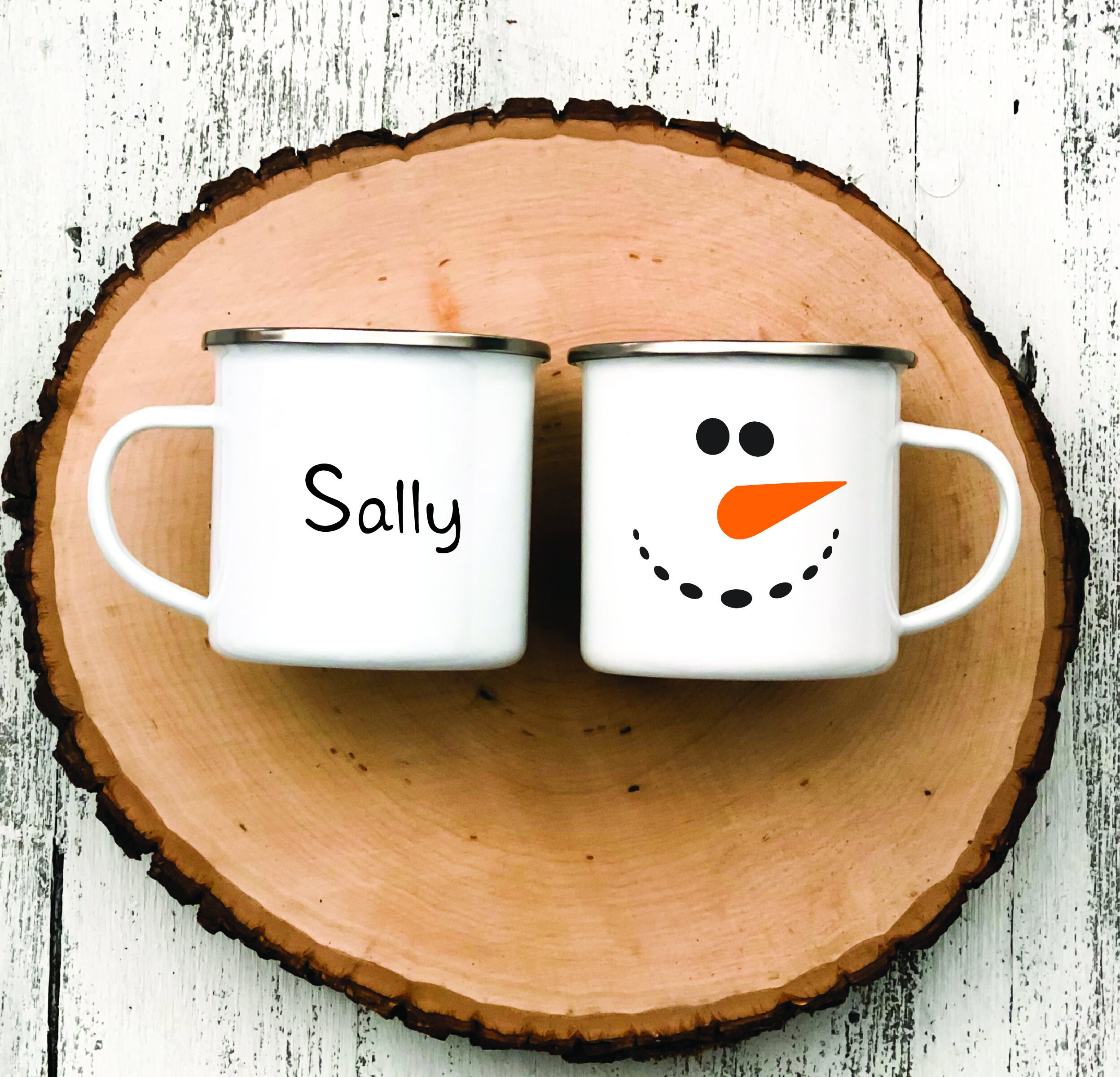 Hot Cocoa Mug, Personalized Snowman Face Mug, Personalized Campfire M…