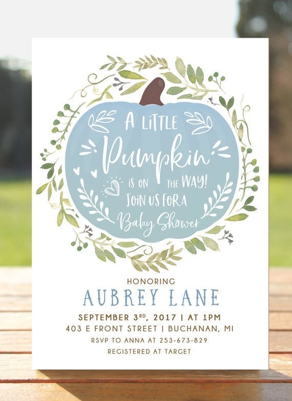 Little Pumpkin Baby Shower Invitation 