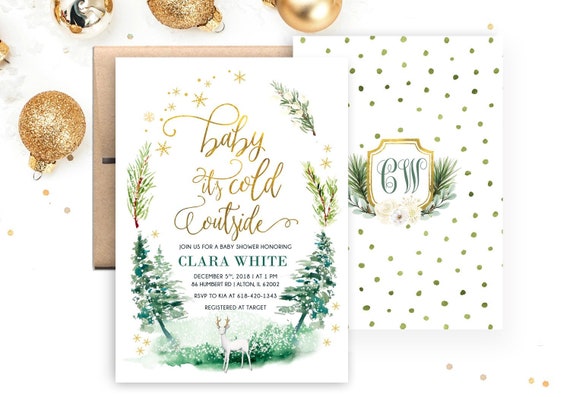 Printable DIY Card Cards Invite Invites Baby it/'s cold outside Boho Wreath Rustic Invitation Invitations Winter Baby Shower Invitation