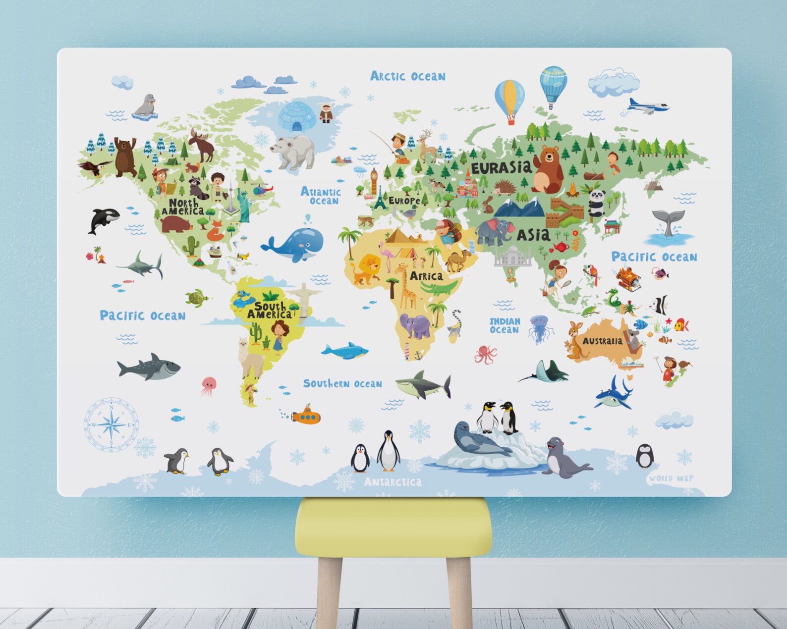 Плакат карта мира для детей
