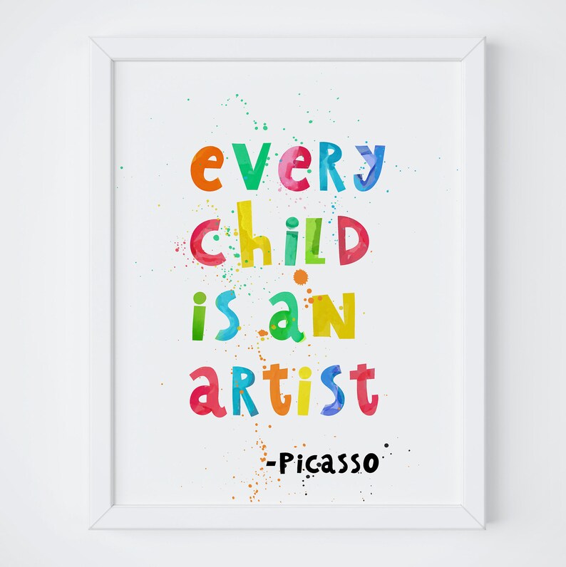 Every child is an artist nursery wall art quote Picasso Etsy