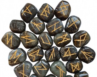 Labradorite Rune Stone Viking Runes Runic Alphabets Healing Stone Fortune Telling Stone