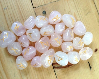 Rose Quartz Rune Stone Viking Runes Runic Alphabets Healing Stone Fortune Telling Stone