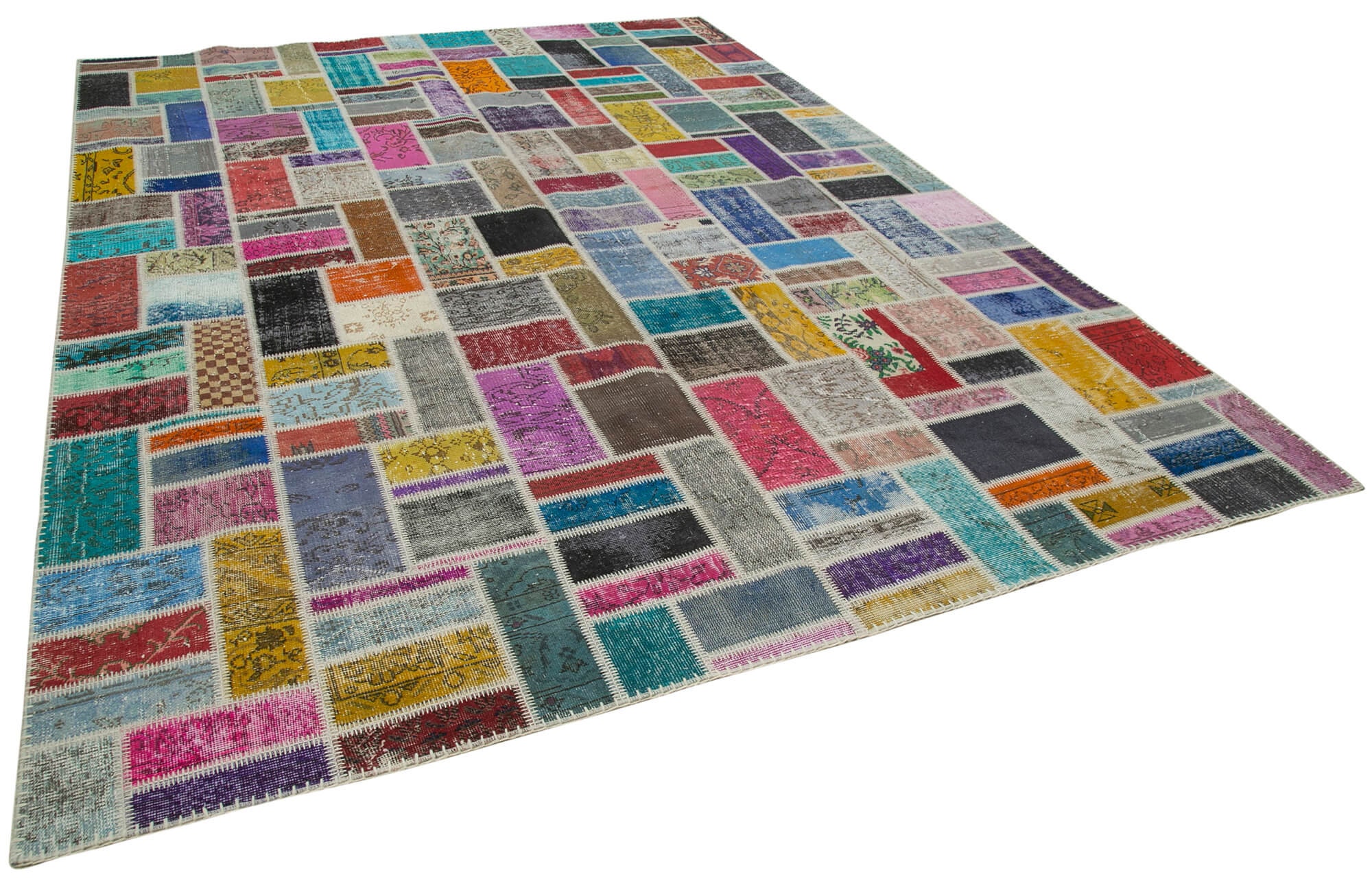 Turkish Overdyed Multicolor Patchwork Rug 8x10 Handmade Wool | Etsy